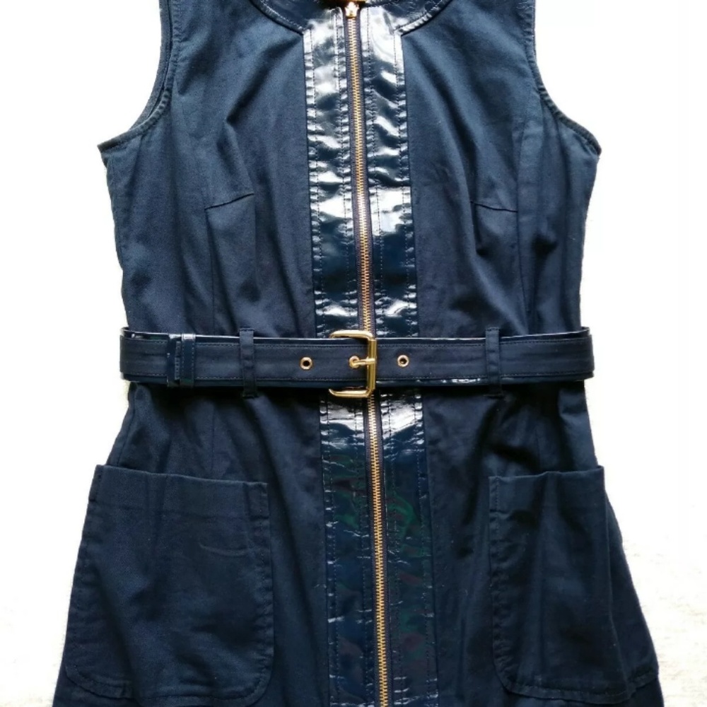 Tory Burch Navy sheath Fitted Dress faux leather